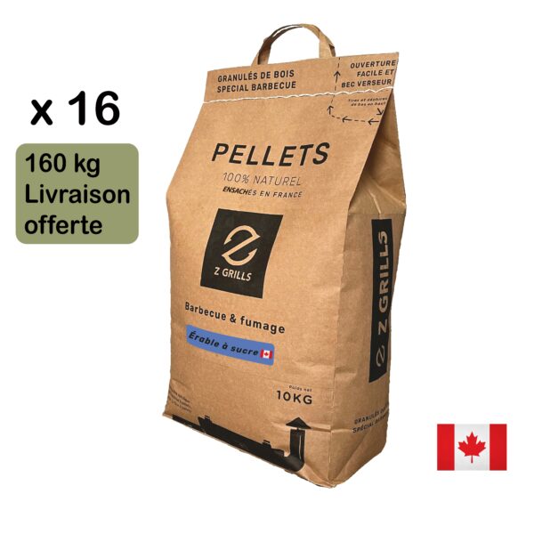 Palette de 16 sacs de pellets (160 kg) - Érable du Canada