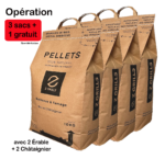 Offre 3 + 1 gratuit , 4 sacs de pellets (40 kg), 2 Châtaignier, 2 Érable à sucre